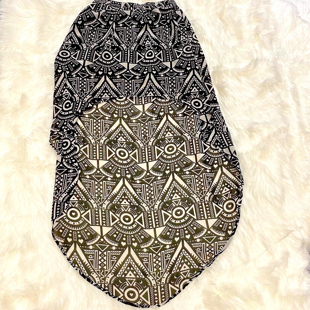 Flowy Black & White High Low Skirt